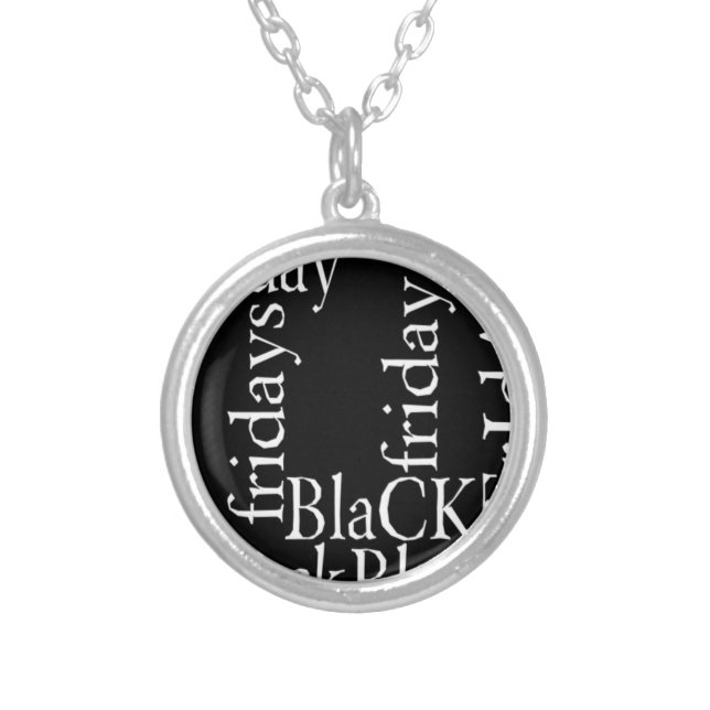 Black Friday Design Silver Plated Necklace (Front)