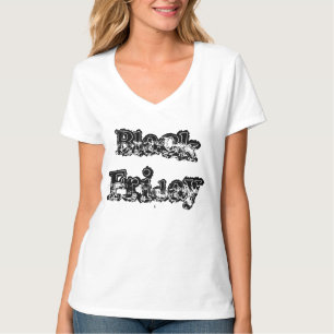 Black Friday Ladies 3/4 Sleeve Raglan White/Black T-Shirt