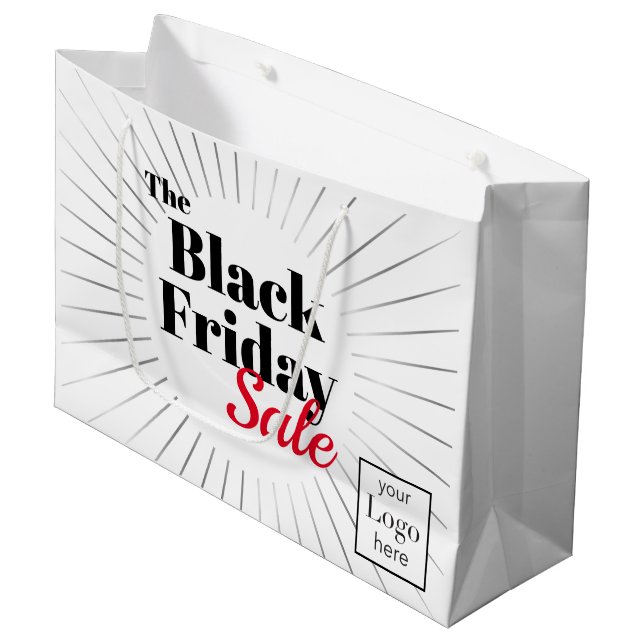 Black Friday Logo Business Sale Large Gift Bag (Front Angled)
