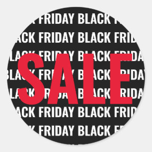 BLACK FRIDAY SALE BLACK WHITE RED RETAIL STORE CLASSIC ROUND STICKER