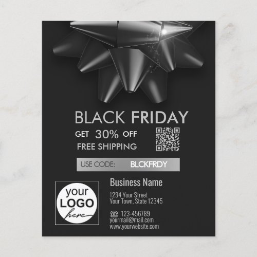 Black Friday Sale Gray Bow QR Code Discount Flyer