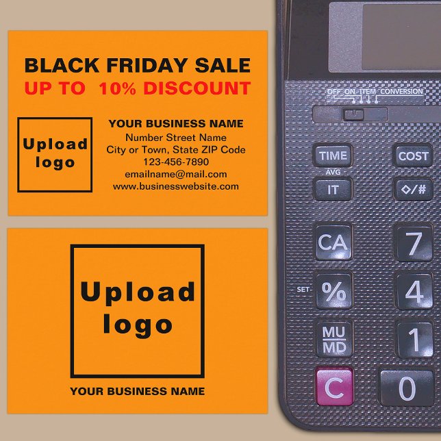 Black Friday Sale on Orange Color Enclosure Card (Front and back of the enclosure card)