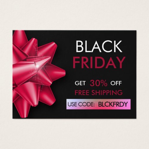 Black Friday Sale Pink Bow QR Code Discount Card