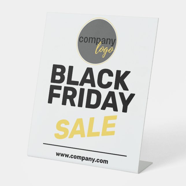 BLACK FRIDAY SALE YELLOW COMPANY OWN LOGO WEBSITE  PEDESTAL SIGN (Front)