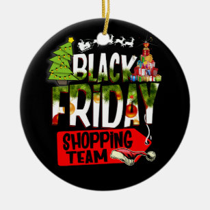 Black Friday Shopping Team Christmas Reindeer Ceramic Ornament