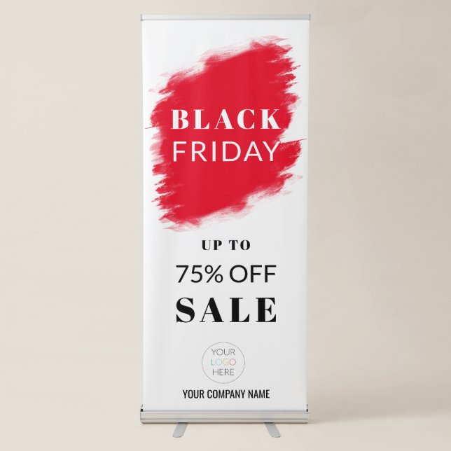 Black Friday Store Sale Business Red Brush Frame Retractable Banner (Front)