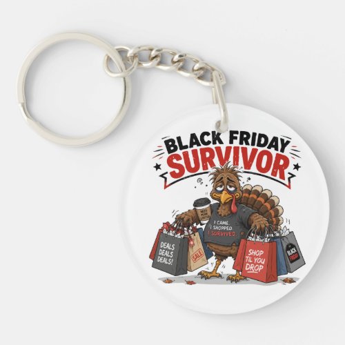 Black Friday Survivor Turkey Shopping Funny Humor Keychain