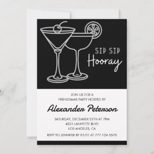 Black Friendsmas invitations Cocktail