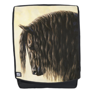 Black Friesian Draft Horse Backpack