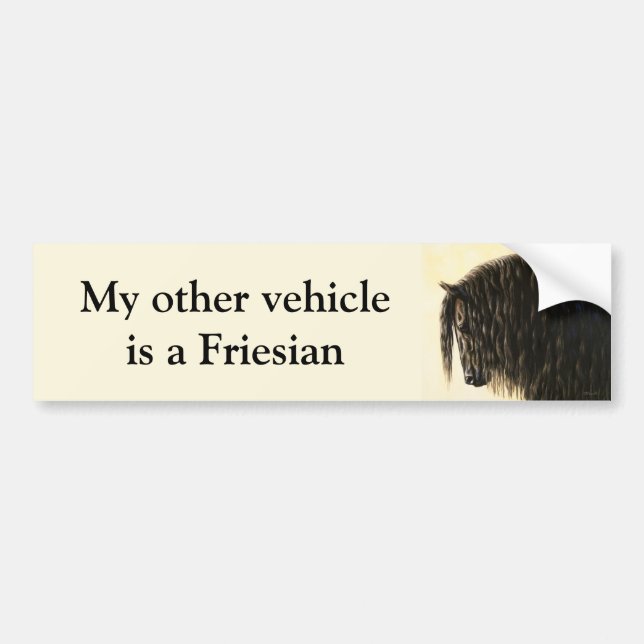Black Friesian Draft Horse Bumper Sticker (Front)