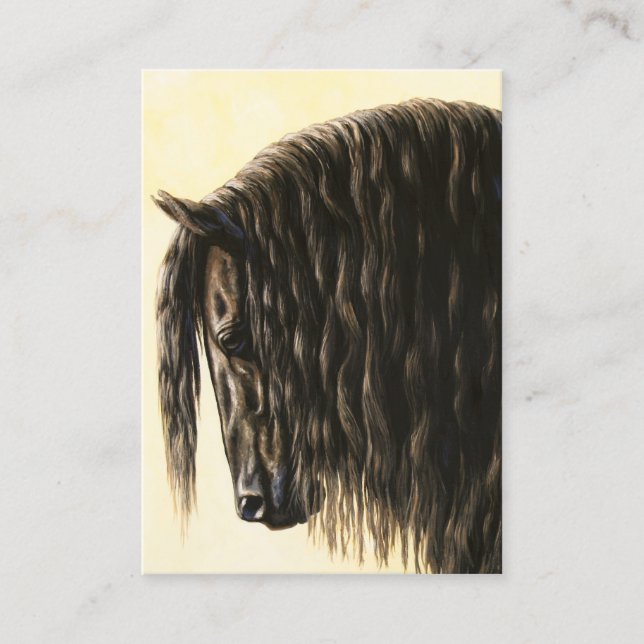 Black Friesian Draft Horse Business Card (Front)