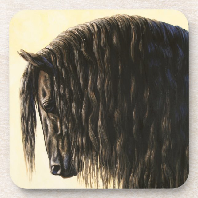Black Friesian Draft Horse Coaster (Front)