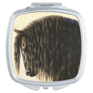 Black Friesian Draft Horse Compact Mirror