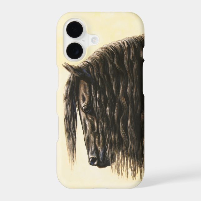 Black Friesian Draft Horse Iphone Case (Back)