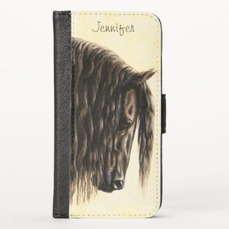 Black Friesian Draft Horse iPhone X Wallet Case