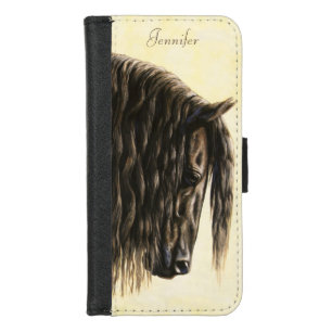 Black Friesian Draft Horse iPhone 8/7 Wallet Case