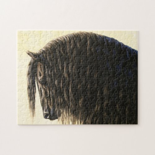 Black Friesian Draft Horse Jigsaw Puzzle