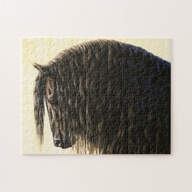 Black Friesian Draft Horse Jigsaw Puzzle (Horizontal)