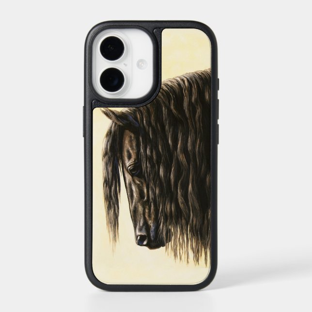 Black Friesian Draft Horse Otterbox iPhone Case (Back)