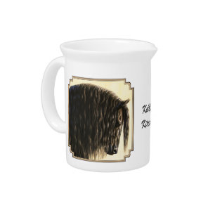 Black Friesian Draft Horse Pitcher
