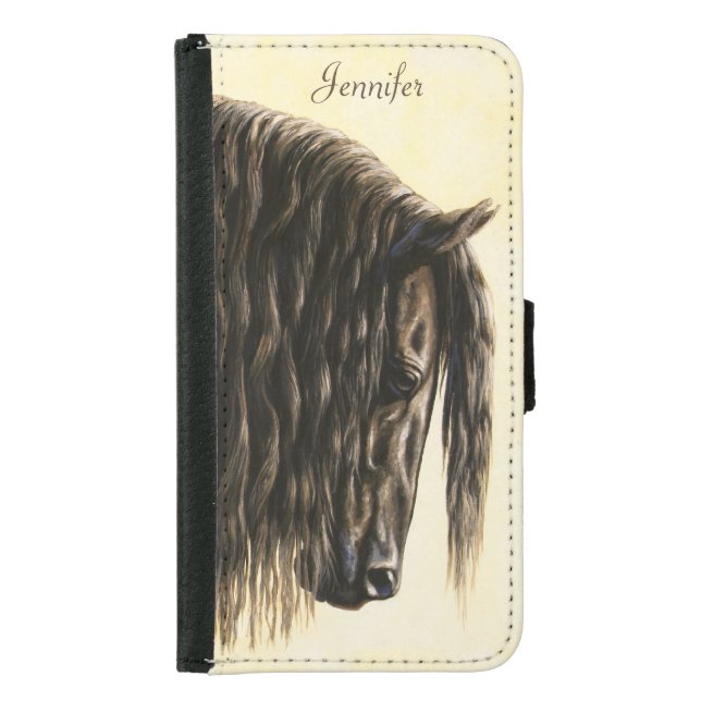 Black Friesian Draft Horse Samsung Galaxy Wallet Case (Front)