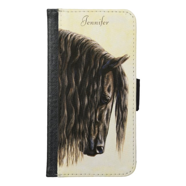 Black Friesian Draft Horse Wallet Phone Case For Samsung Galaxy S6