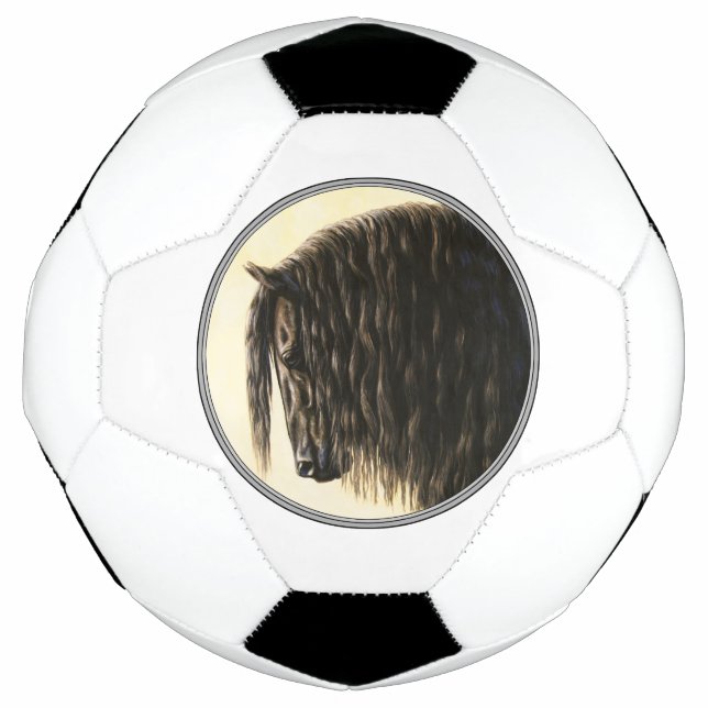 Black Friesian Draft Horse Soccer Ball (Front)