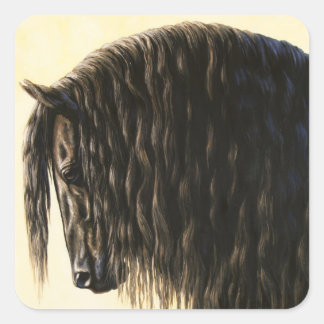 Black Friesian Draft Horse Square Sticker