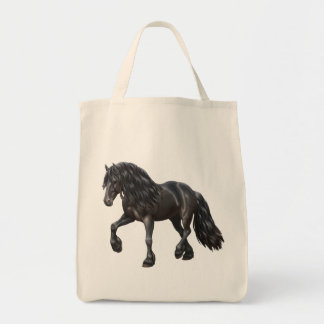 Black Friesian Draft Horse Tote Bag