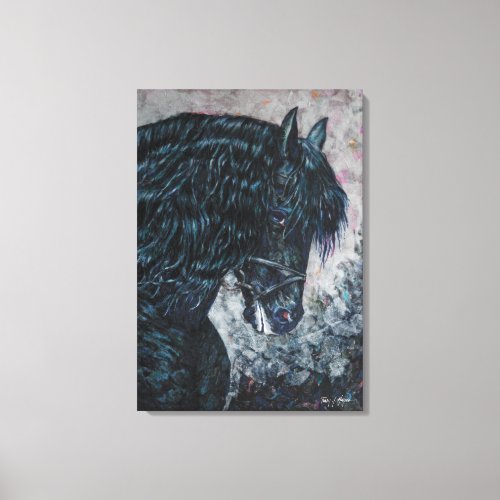 Black Friesian Horse canvas print