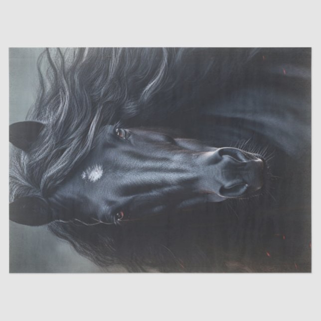 Black Friesian Horse Decoupage Tissue Paper (Front)