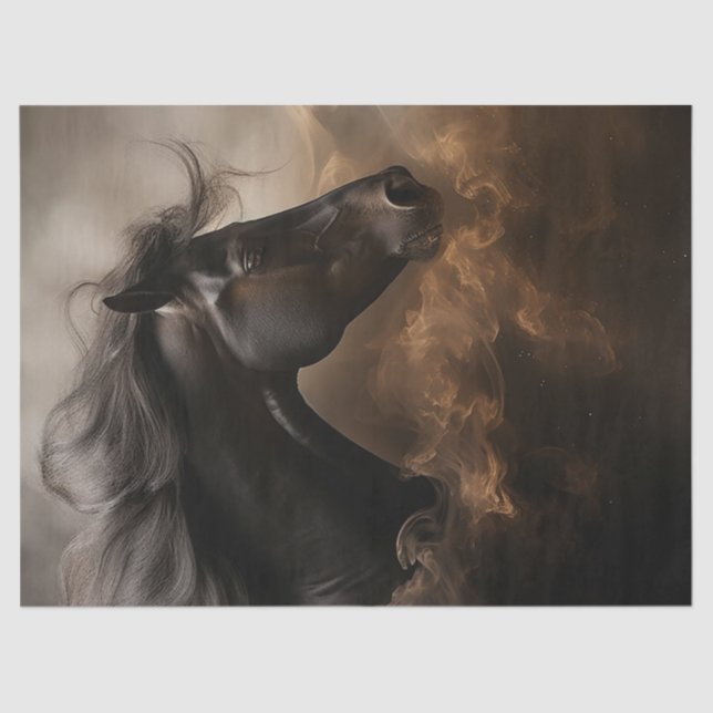 Black Friesian Horse Decoupage Tissue Paper (Front)