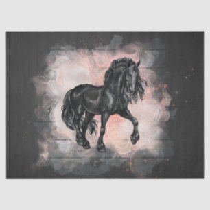 Black Friesian Horse Decoupage Tissue Paper