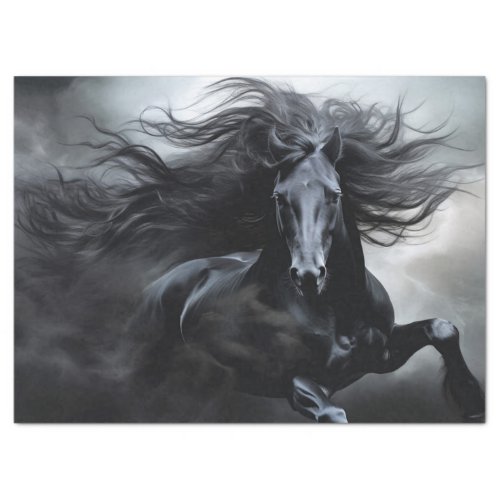 Black Friesian Horse Decoupage Tissue Paper