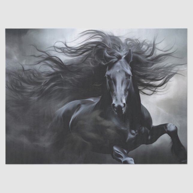 Black Friesian Horse Decoupage Tissue Paper (Front)