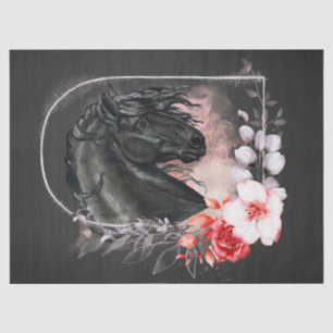 Black Friesian Horse Decoupage Tissue Paper