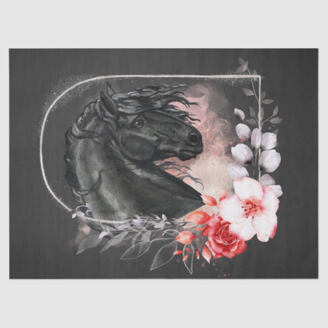 Black Friesian Horse Decoupage Tissue Paper (Front)