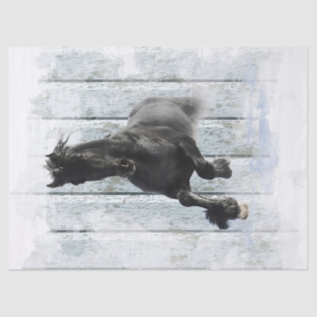 Black Friesian Horse Decoupage Tissue Paper (Front)