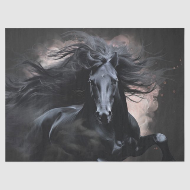 Black Friesian Horse Decoupage Tissue Paper (Front)