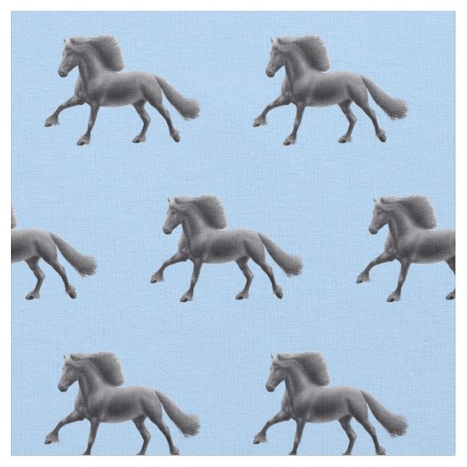 Black Friesian Horse Fabric