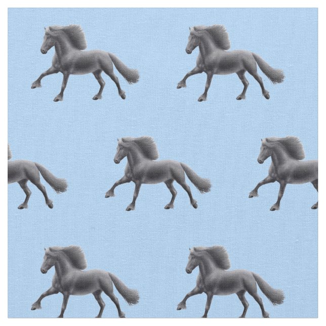 Black Friesian Horse Fabric (Close Up)