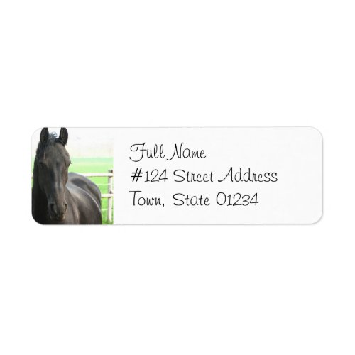 Black Friesian Horse Return Address Label