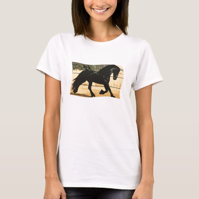 Black Friesian Horse T-shirt (Front)