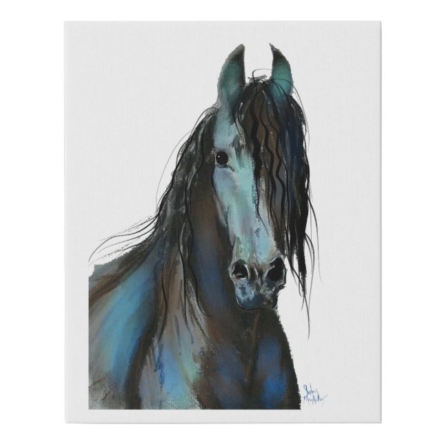 BLaCK FRieSiaN HoRSe ' THe ONe ' Faux Canvas Print (Front)