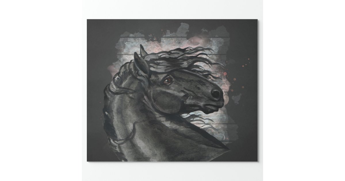 Black Friesian Horse Wrapping Paper | Zazzle