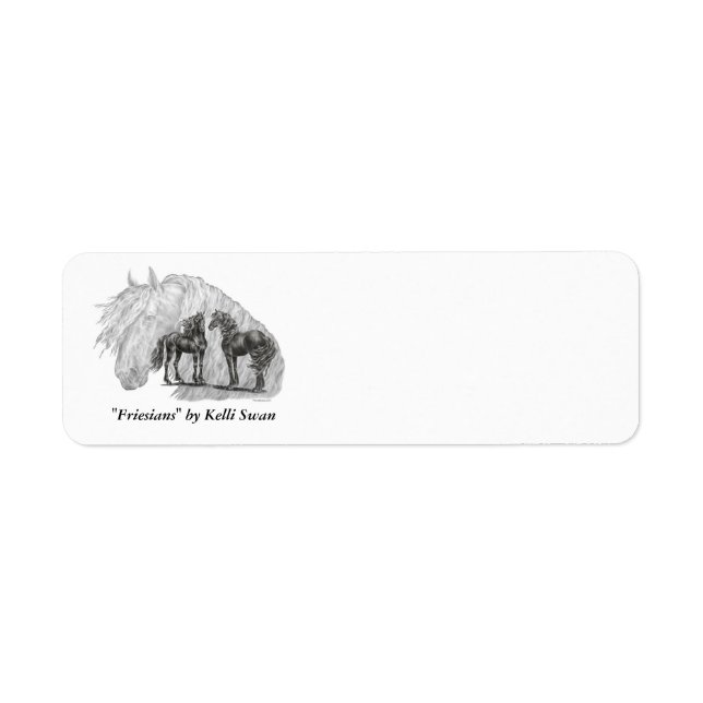 Black Friesian Horses Manes Tails Label (Front)