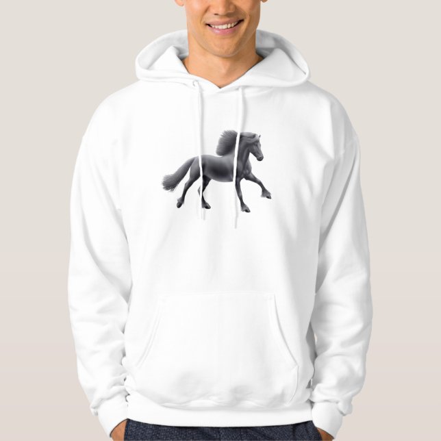  Black Friesian Stallion Hoodie (Front)