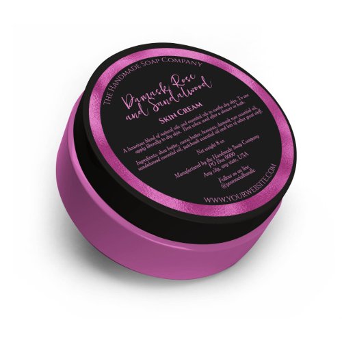 Black  Fuchsia Cosmetics Jar Label w Ingredients