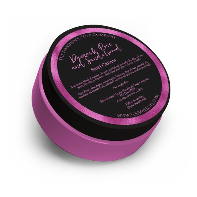 Black & Fuchsia Cosmetics Jar Label w Ingredients (Creator Uploaded)