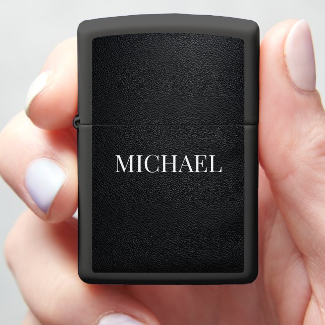 Black Full‑Grain Leather Lighter of the Gift  (In Hand)